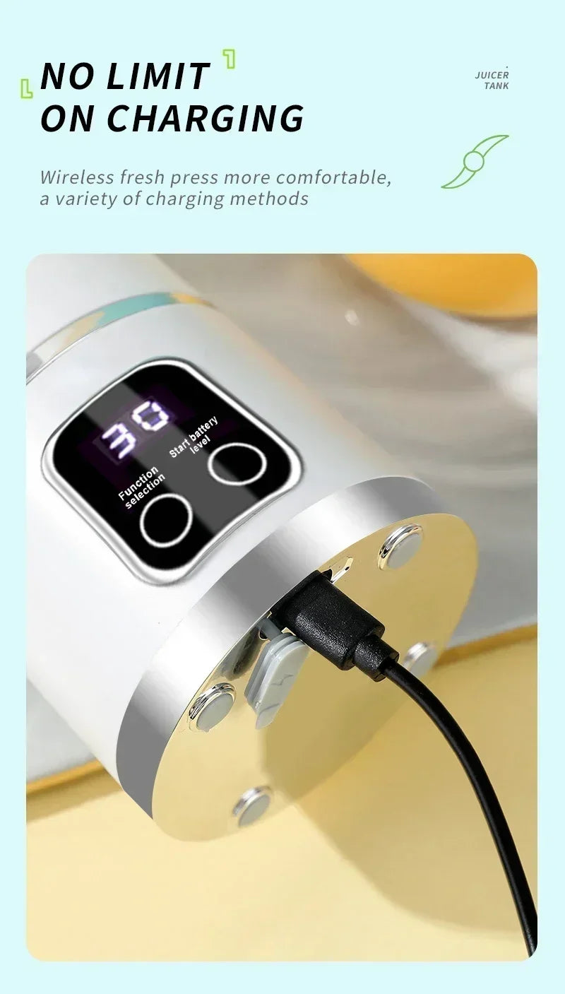 Portable Mini Electric Blender USB Rechargeable Smoothie Juicer Milkshake Maker For Fresh Fruit Orange Juice And On-The-Go Use