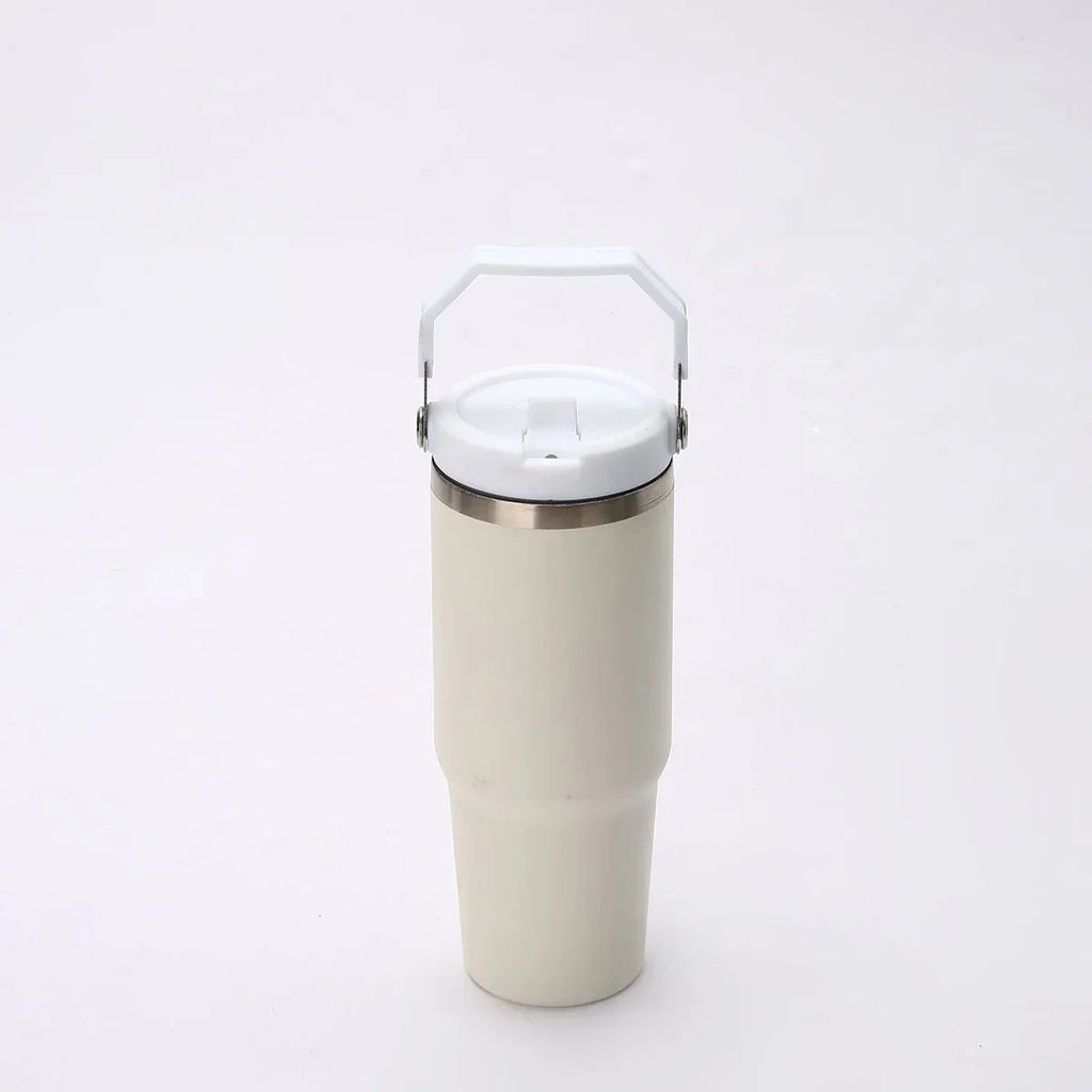 1pc-Tumbler with Handle and Straw Lid, Leakproof Tumbler Vacuum Insulated Water Bottle for Home, Office or Car, Reusable Cup