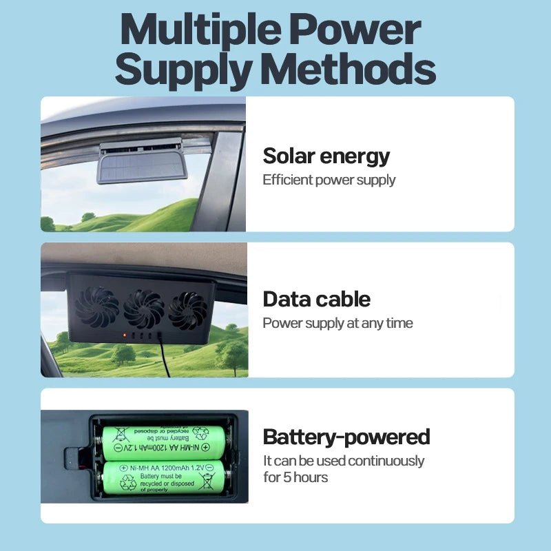 Automobile Exhaust Fan Heat Dissipation Smoke Exhaust Oxygen Cycle Intelligent Tri-Mode Exhaust Fan Automobile Supplies