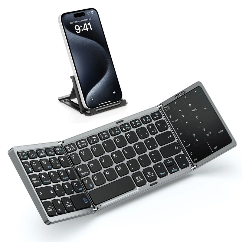 Foldable Bluetooth Keyboard for Windows iOS Android Tablet / Mobile Phone Wireless Portable Spanish Keyboard Foldable
