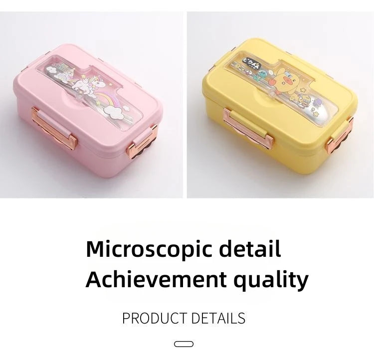Bento Lunch Box for Kids Girls Cartoon Students Kawaii Cute Dinosaur Heated 3 Grid Sandwich Snack Food Box Special Canteen