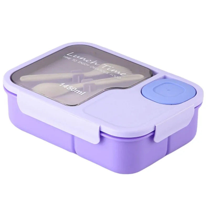 Bento Lunch Box For Kids Girls Cartoon Students Kawaii Cute Heated 3 Grid Sandwich Snack Food Box Special Canteen Food Storage