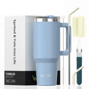 WATERSY 20/30/40oz Tumbler with Handle & Straw, Large Capacity Stainless Steel Thermal Cup, Vacuum Insulated Mug for Car, Travel