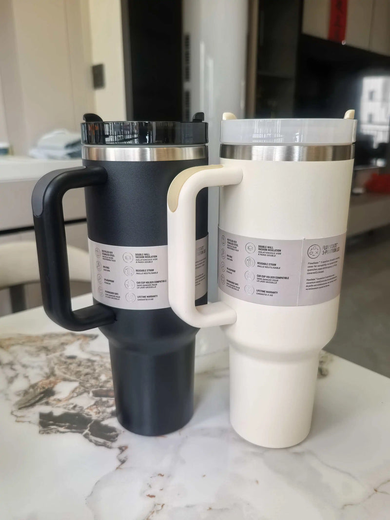 40 oz tumbler with handle and straw | Cup holder for travel | Insulated stainless steel cup | BPA- free |