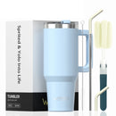 WATERSY 20/30/40oz Tumbler with Handle & Straw, Large Capacity Stainless Steel Thermal Cup, Vacuum Insulated Mug for Car, Travel
