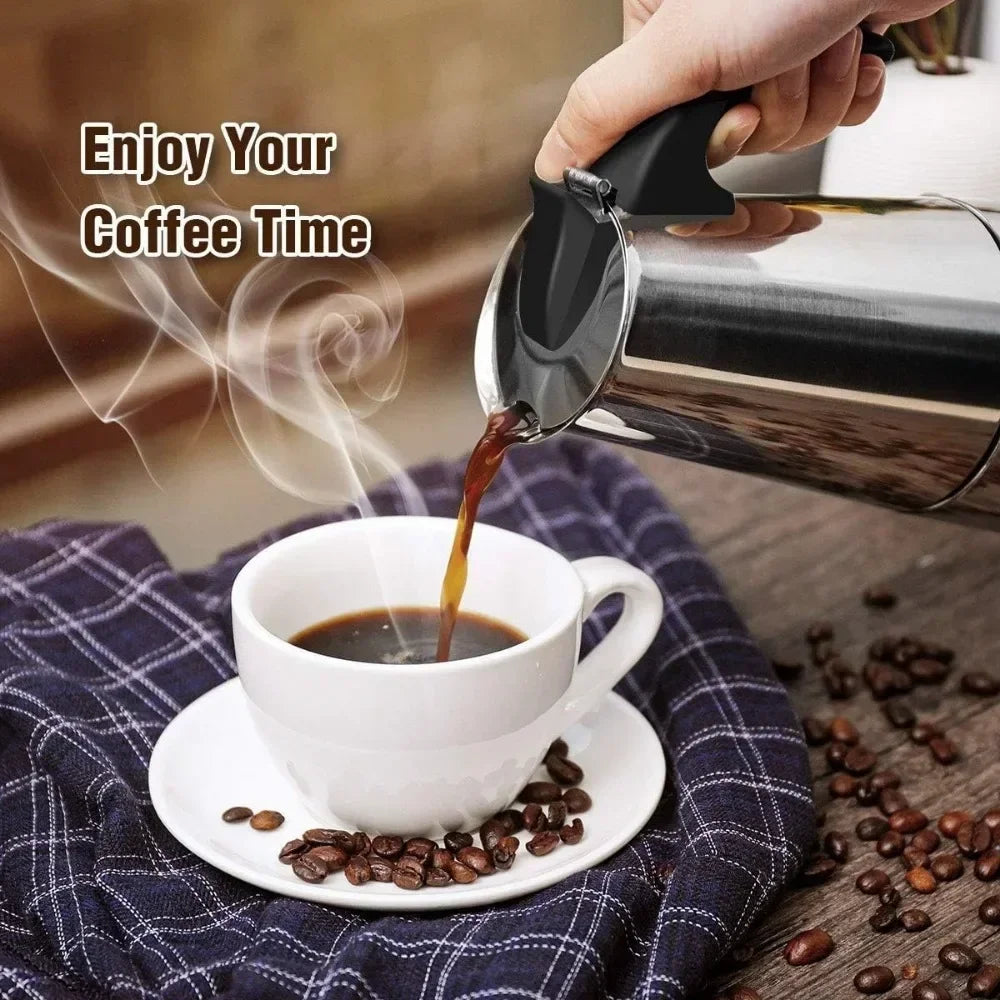 Moka Pot Machine Mocha Latte Pot Stainless Steel Mocha Espresso Coffee for Office Kitchen Italian Coffee Maker 2/4/6/9/12 Cups
