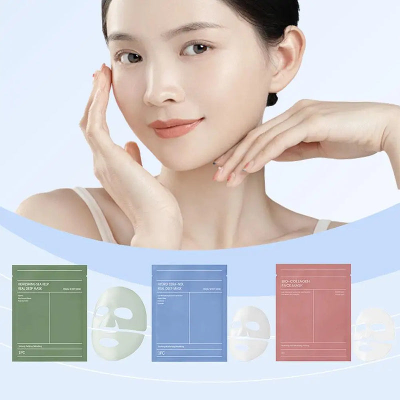 3pcs Bio-Collagen Face Mask Deep Moisturizing Collagen Protein Hydrogel Soft Gel Mask Skin Care Products
