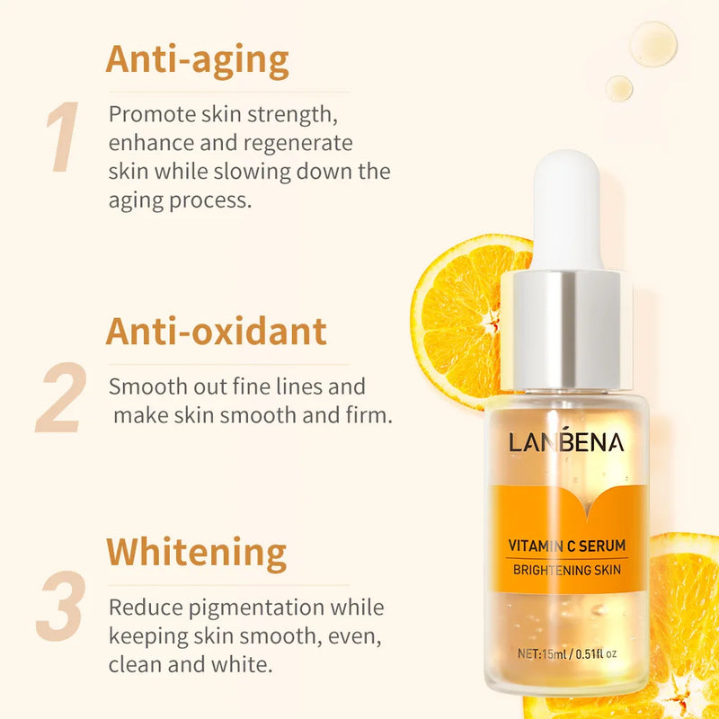Vitamin C Facial Essence Dark Skin Brighten Serum Lifting Firming Fade Fine Lines Anti-aging Whitening Brighten Nourish Skin