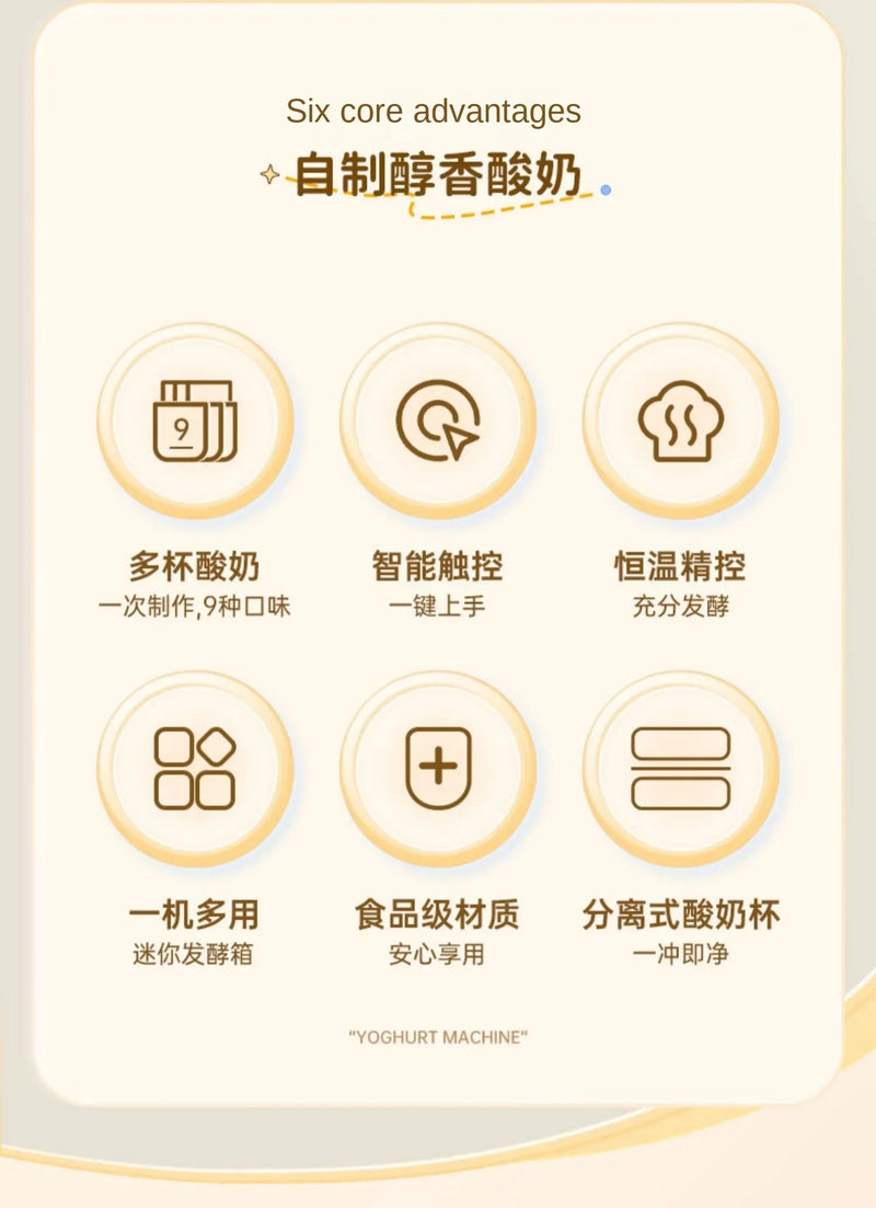 220V Automatic Yogurt Maker with 9 Jars, Perfect for Homemade Pickles, Natto, and Sake, Large Capacity A