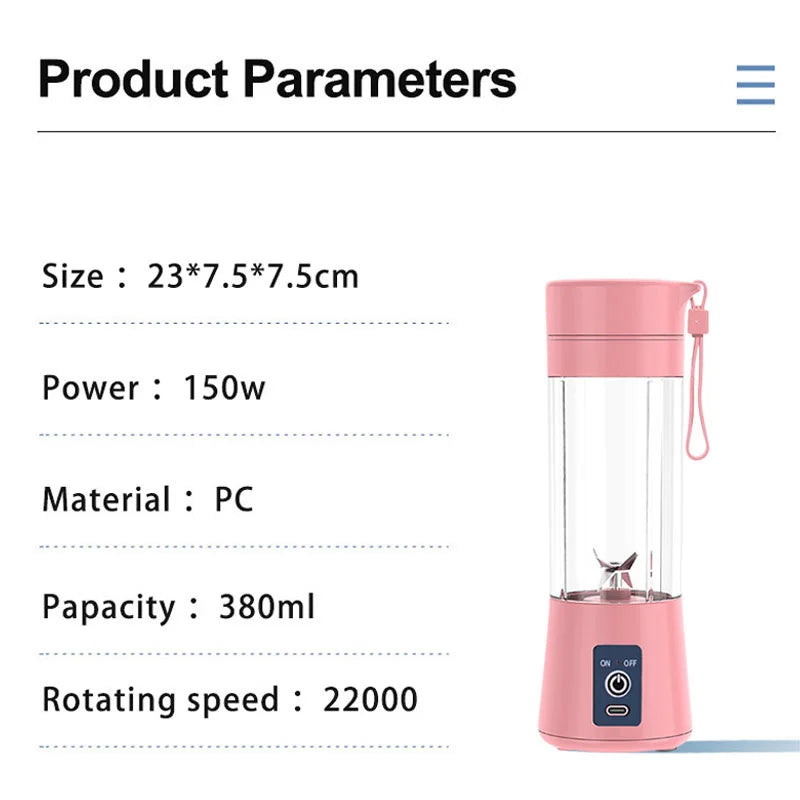 Smoothie Machine Electric Household Juice Maker Wireless Rechargeable Usb Mini Hand Portable Fruit Blender