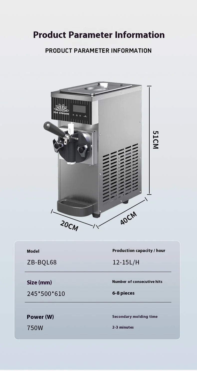 1Flavor Ice Cream Machine Commercial,Fully Automatic Soft Serve Maker with Digital Display, One TouchOperation for Home&Business