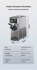 1Flavor Ice Cream Machine Commercial,Fully Automatic Soft Serve Maker with Digital Display, One TouchOperation for Home&Business