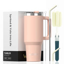WATERSY 20/30/40oz Tumbler with Handle & Straw, Large Capacity Stainless Steel Thermal Cup, Vacuum Insulated Mug for Car, Travel