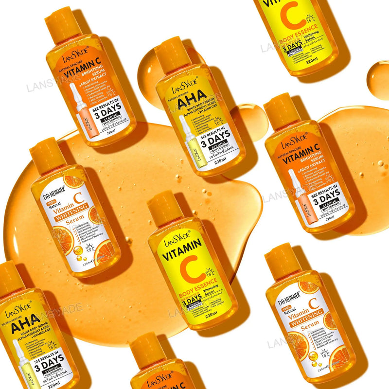 Vitamin C AHA Essence Original liquid Face Serum Brightning Moisturizing Turmeric Repairing Anti Aging Lifting Skin Care 220ml