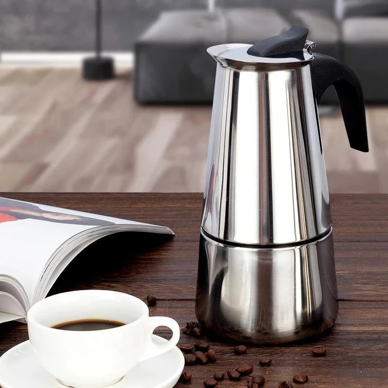 Coffee Maker Pot Moka Coffee Maker Stainless Steel 2/4/6/9 Cups Mocha Espresso Latte Stovetop Filter Coffee Pot for Kitchen