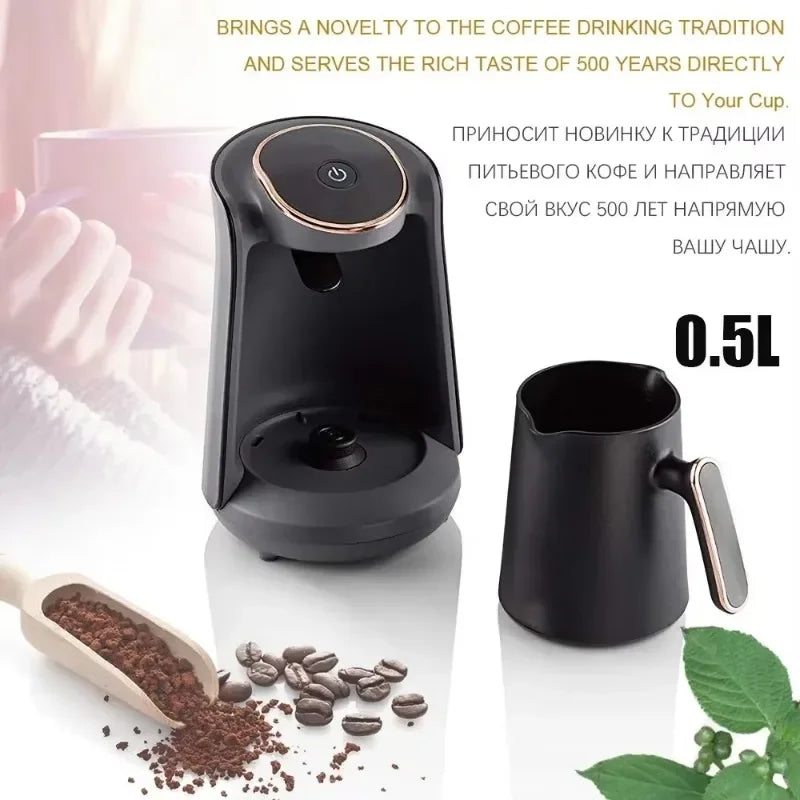 500ml Stainless Steel Moka Pot Coffee Maker Semi-Automatic Turkish Coffee Machine with Thermal Cup for Espresso Brewing