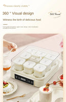 220V Automatic Yogurt Maker with 9 Jars, Perfect for Homemade Pickles, Natto, and Sake, Large Capacity A