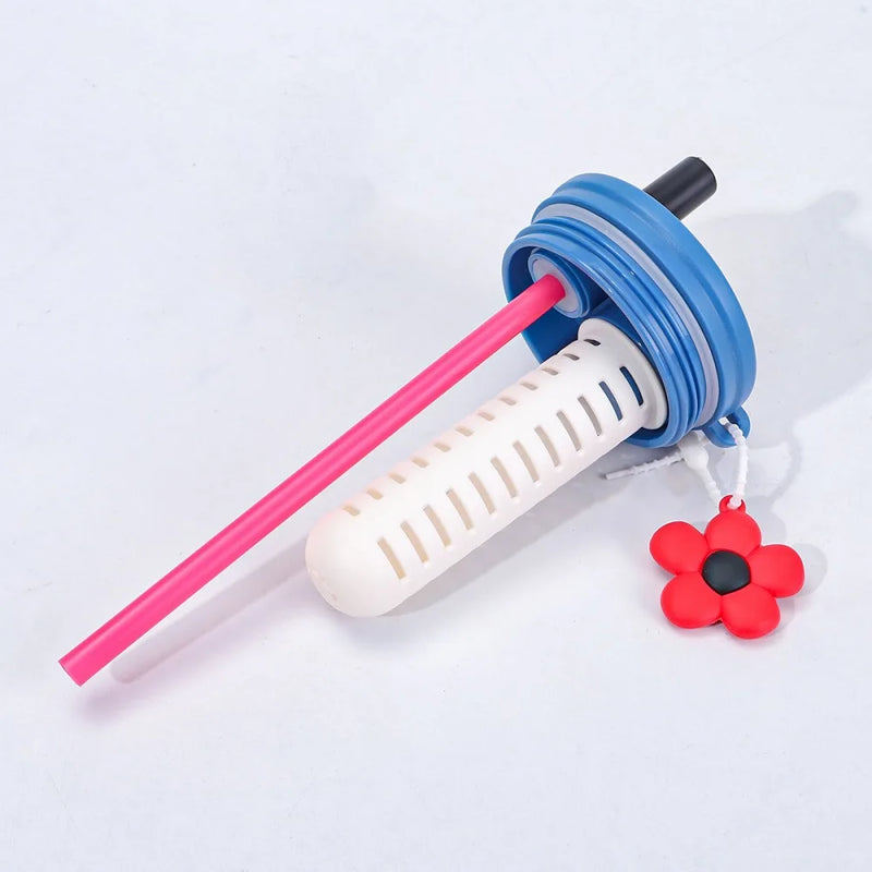 Cute Tumbler With Straw Handle Filter 750ml Large Thermos Bottle Stainless Steel Vacuum Water Bottle For Woman Office Travel Gym