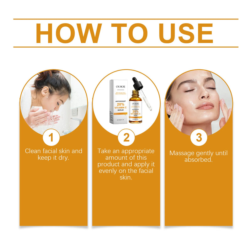 Vitamin C Facial Serum Anti Aging Deep Hydrating Fade Fine Wrinkles Brightening Moisturizing Repair Nourishing Skin Care Essence