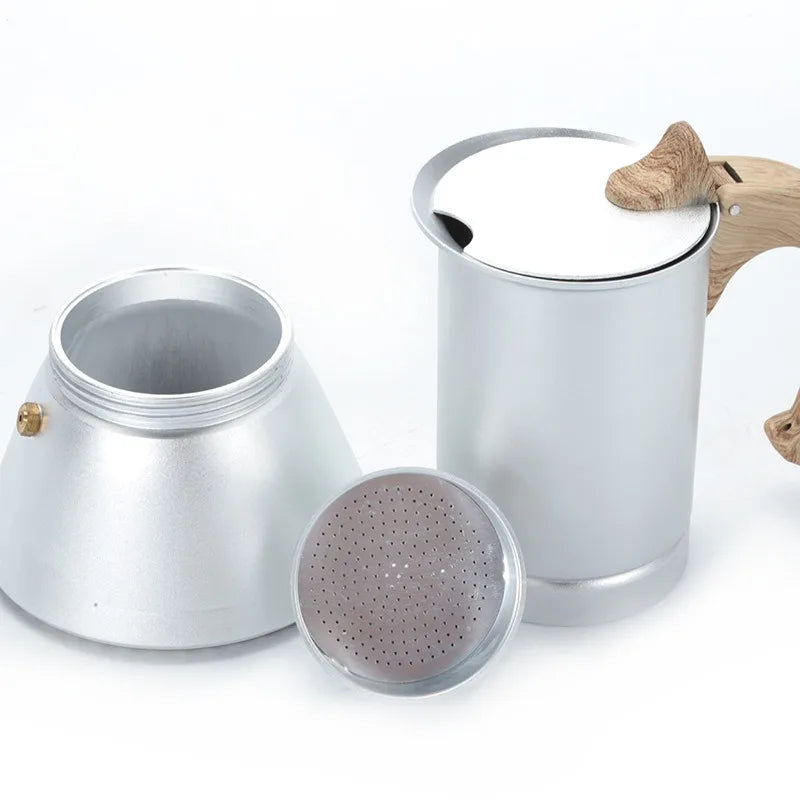 JUSTINLAU 3/6 Cups Italian Moka Coffee Maker Pot Aluminum Coffee Pot for Kitchen Mocha Espresso Latte Stovetop Filter Barista