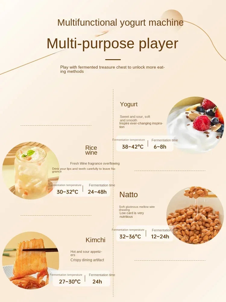 220V Automatic Yogurt Maker with 9 Jars, Perfect for Homemade Pickles, Natto, and Sake, Large Capacity A