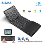 Folding Bluetooth Keyboard with Touchpad Wireless Foldable Keyboard with PU Leather for iOS Android Windows,Support 3 Devices