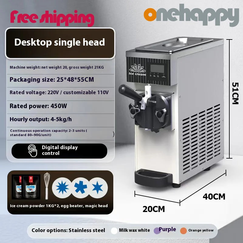 1Flavor Ice Cream Machine Commercial,Fully Automatic Soft Serve Maker with Digital Display, One TouchOperation for Home&Business