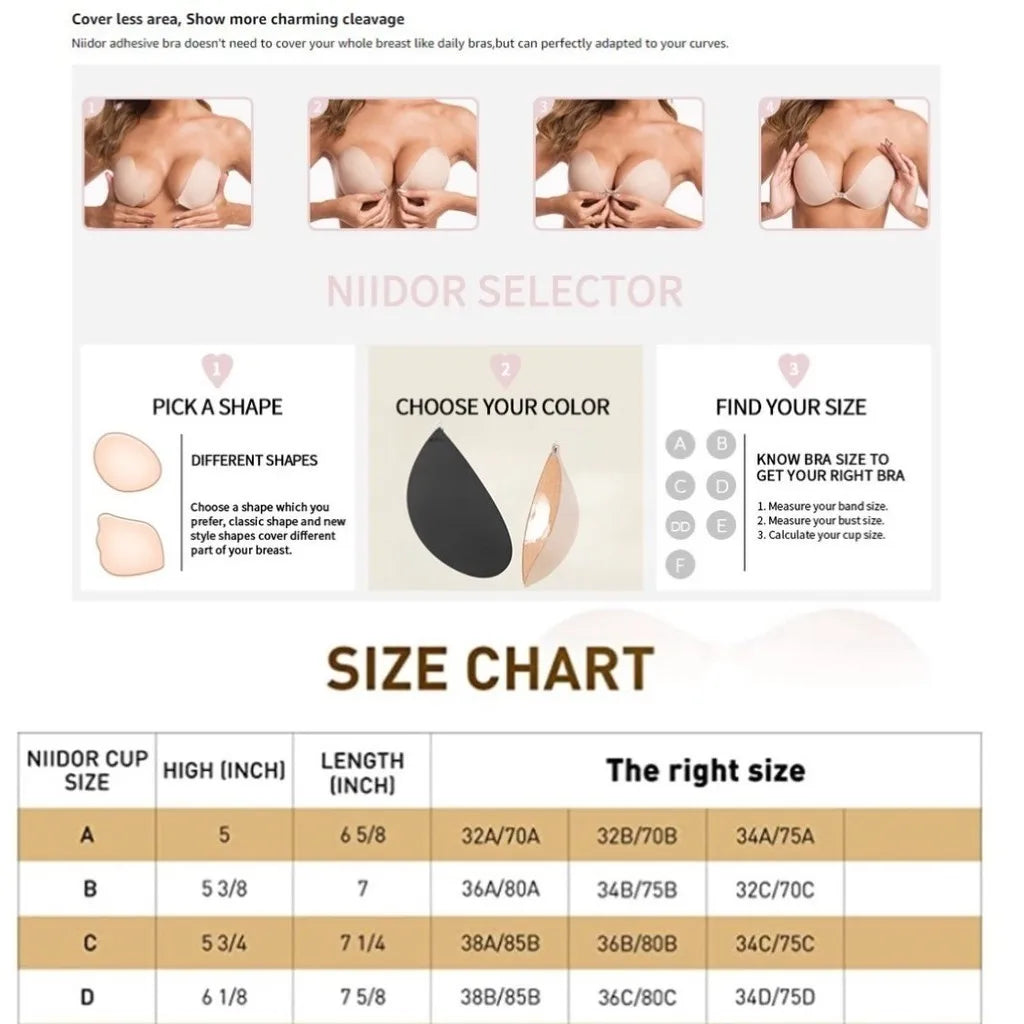 Reusable Nipple Tape Nipple Stickers Seamless Nipple Cover Strapless Silicon Bra Gathered Adhesive Bra