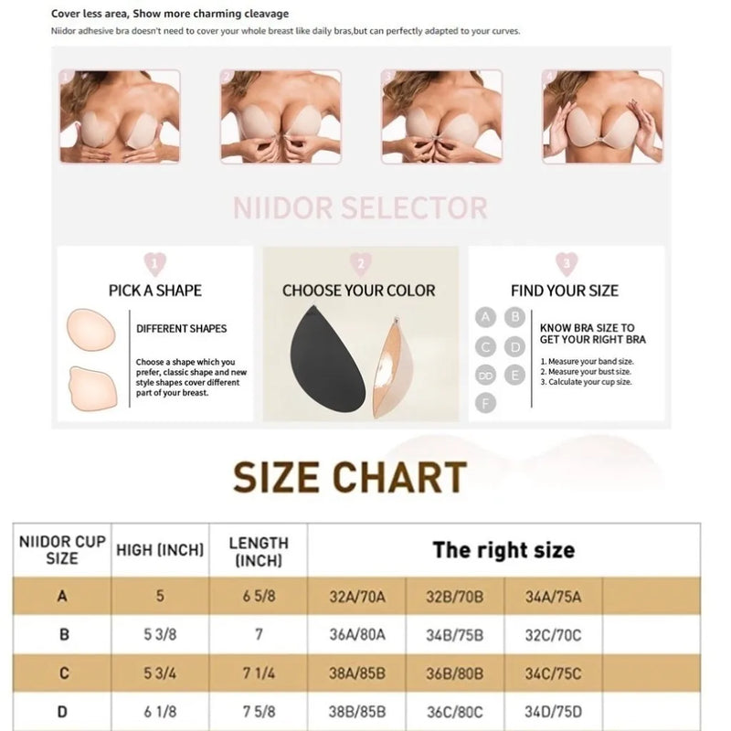 Reusable Nipple Tape Nipple Stickers Seamless Nipple Cover Strapless Silicon Bra Gathered Adhesive Bra