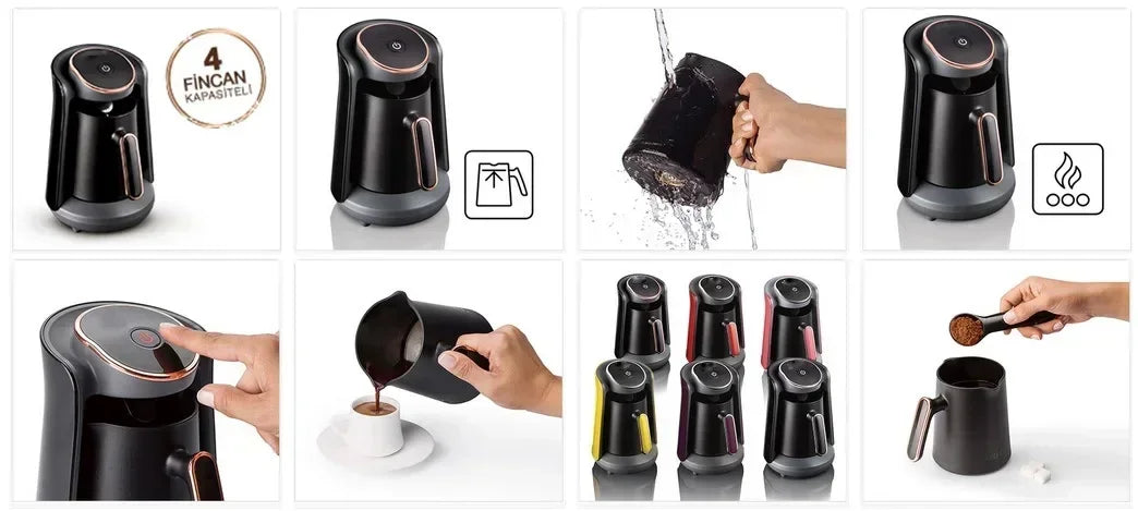 500ml Stainless Steel Moka Pot Coffee Maker Semi-Automatic Turkish Coffee Machine with Thermal Cup for Espresso Brewing