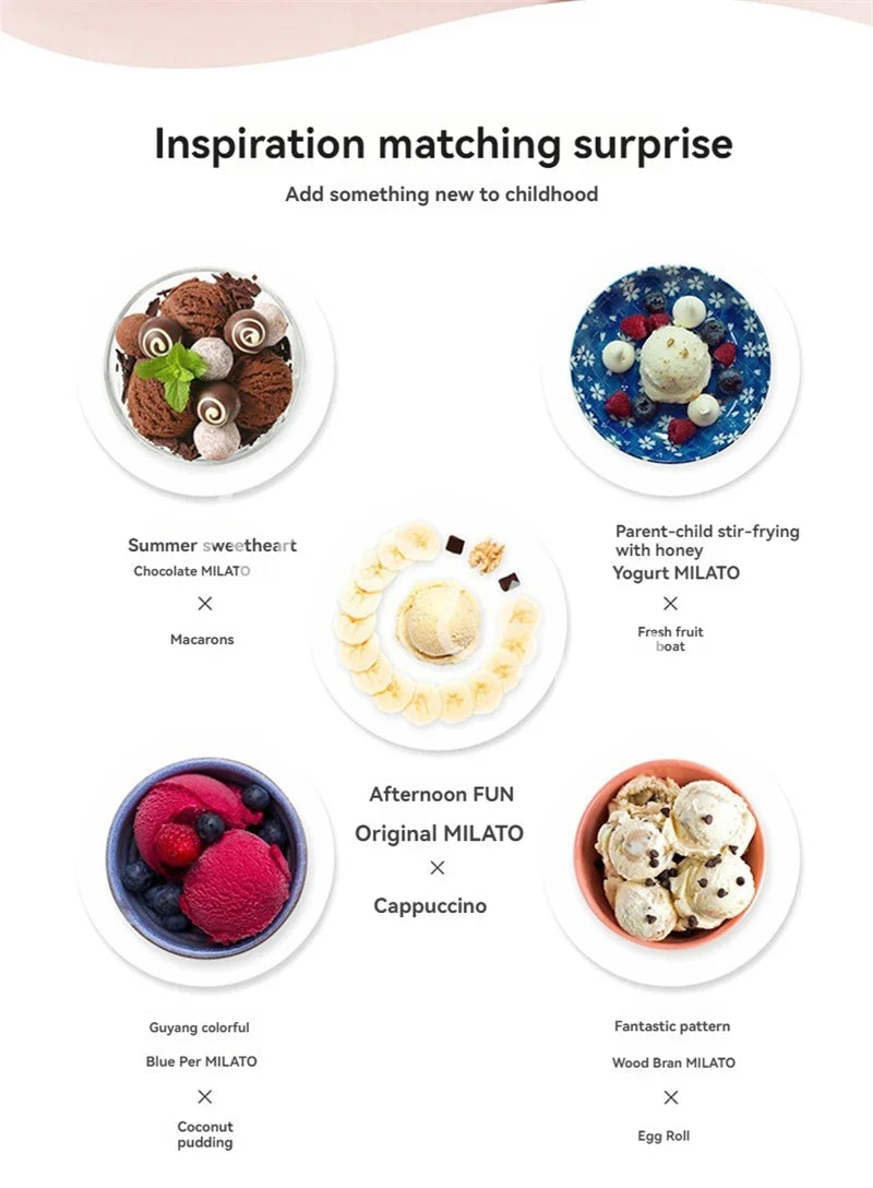 500ml Automatic Italian Ice Cream Machine Maker Mini Roll Soft Serve Hard Household Full Sorbet Fruit Dessert 220V