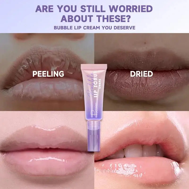 Bubble Lip Exfoliator Foaming Scrub Gentle Cleansing Fast Soften Moisturize Hydrate Nourish Night Balm Daily Lipcare