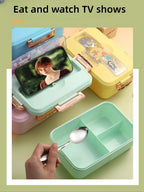 Bento Lunch Box for Kids Girls Cartoon Students Kawaii Cute Dinosaur Heated 3 Grid Sandwich Snack Food Box Special Canteen