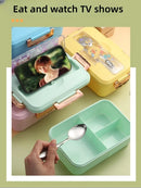 Bento Lunch Box for Kids Girls Cartoon Students Kawaii Cute Dinosaur Heated 3 Grid Sandwich Snack Food Box Special Canteen