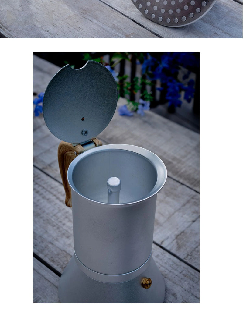 JUSTINLAU 3/6 Cups Italian Moka Coffee Maker Pot Aluminum Coffee Pot for Kitchen Mocha Espresso Latte Stovetop Filter Barista