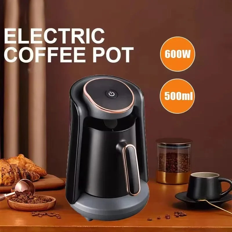 500ml Stainless Steel Moka Pot Coffee Maker Semi-Automatic Turkish Coffee Machine with Thermal Cup for Espresso Brewing