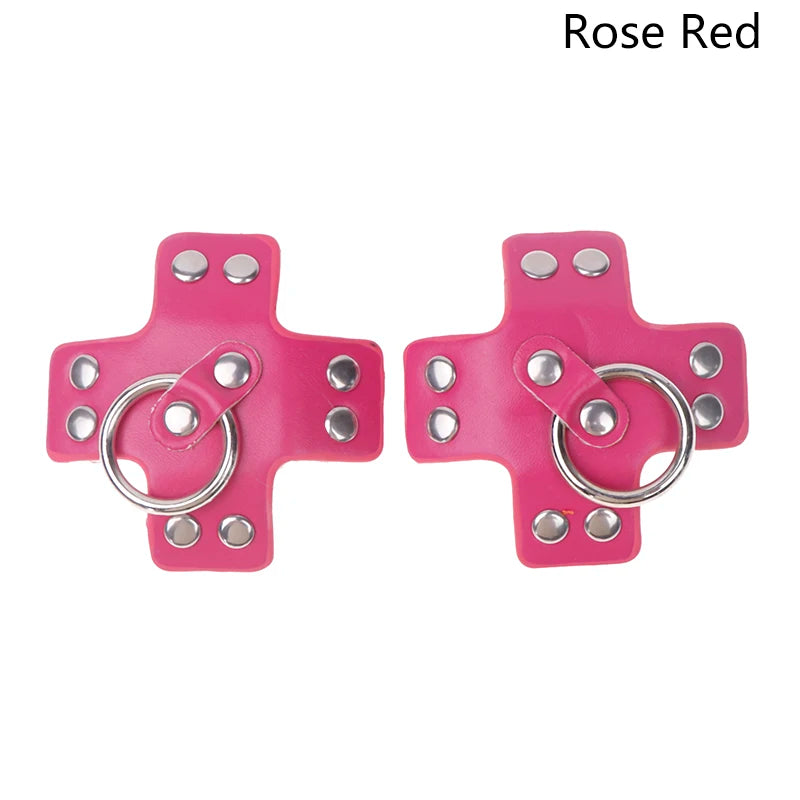 Women 1Pair Sexy Leather Cross Nipple Cover Reusable Breast Stickers Self Adhesive Nipple Pasties Nipple Covers Bra AccessoriesW