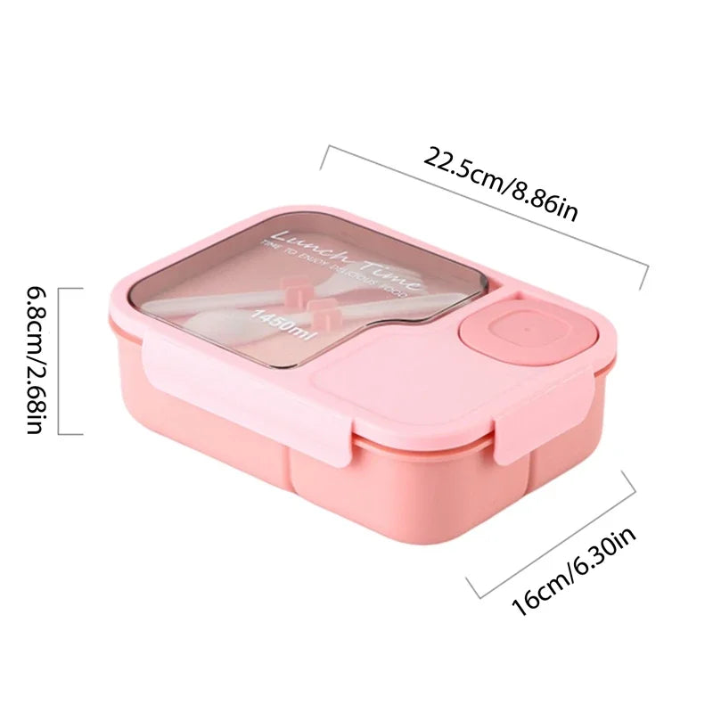 Bento Lunch Box For Kids Girls Cartoon Students Kawaii Cute Heated 3 Grid Sandwich Snack Food Box Special Canteen Food Storage