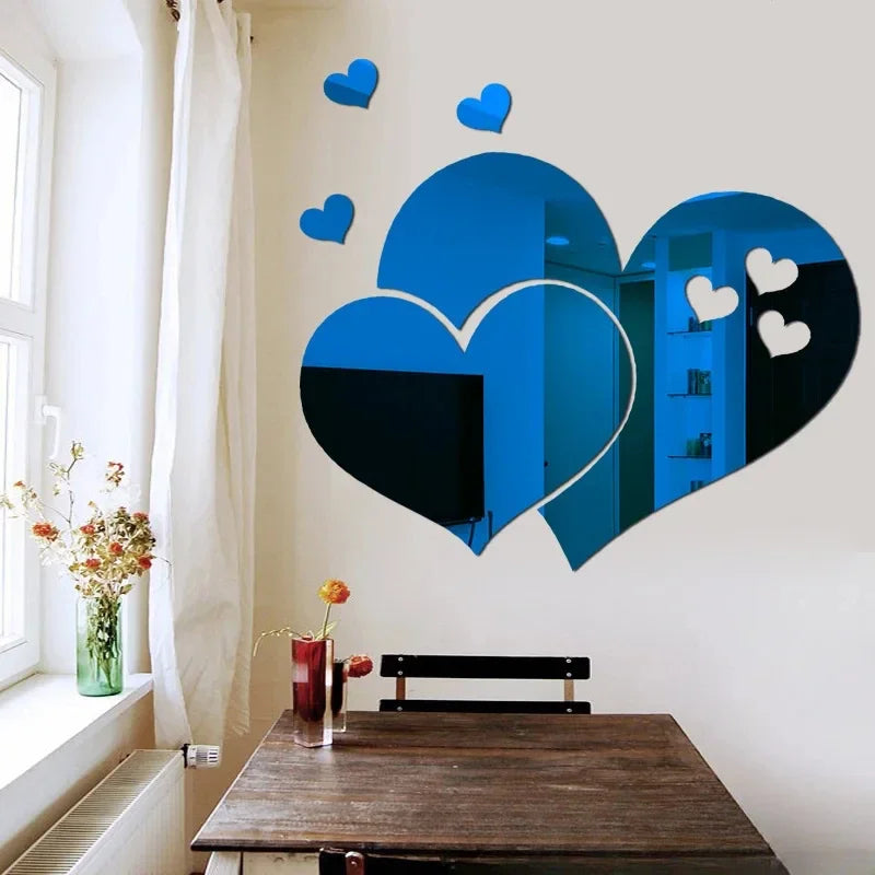 3D Acrylic Mirror Wall Stickers DIY Wall Mirrors Sticker Removable Self Adhesive Aesthetic LOVE Tiles Decals Home Decoration