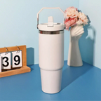 1pc-Tumbler with Handle and Straw Lid, Leakproof Tumbler Vacuum Insulated Water Bottle for Home, Office or Car, Reusable Cup