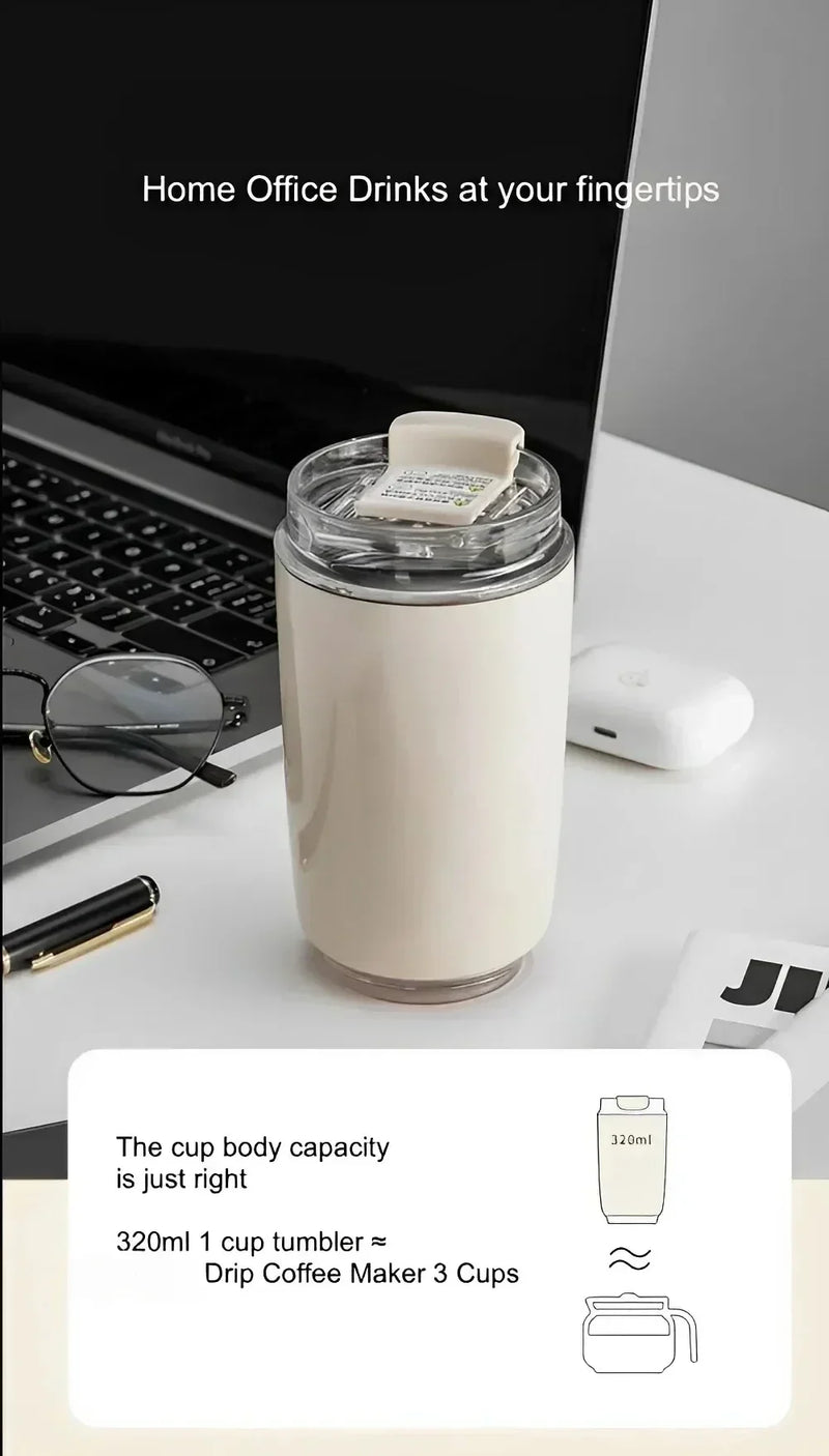 Tumbler Thermos Mug Milky White Coffee Mug Car Thermos Water Bottle Travel Stainless Steel Vacuum Bottle Drinking Jug