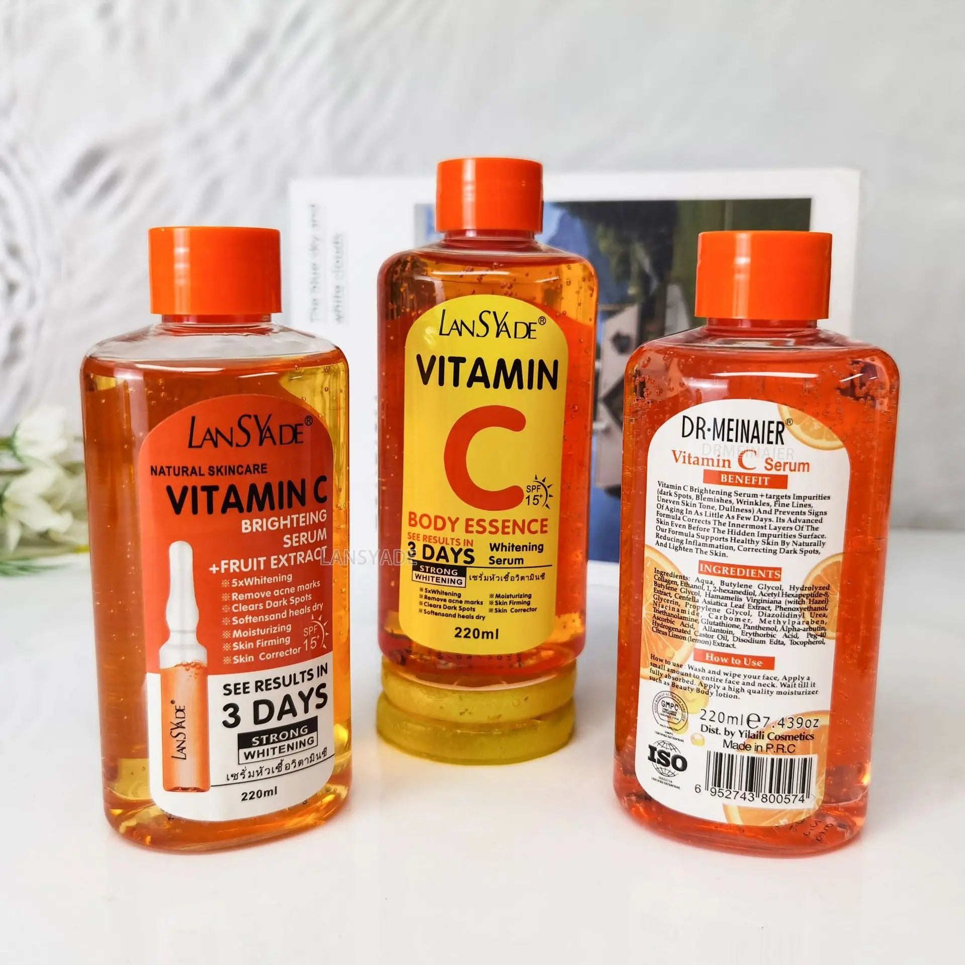Vitamin C AHA Essence Original liquid Face Serum Brightning Moisturizing Turmeric Repairing Anti Aging Lifting Skin Care 220ml