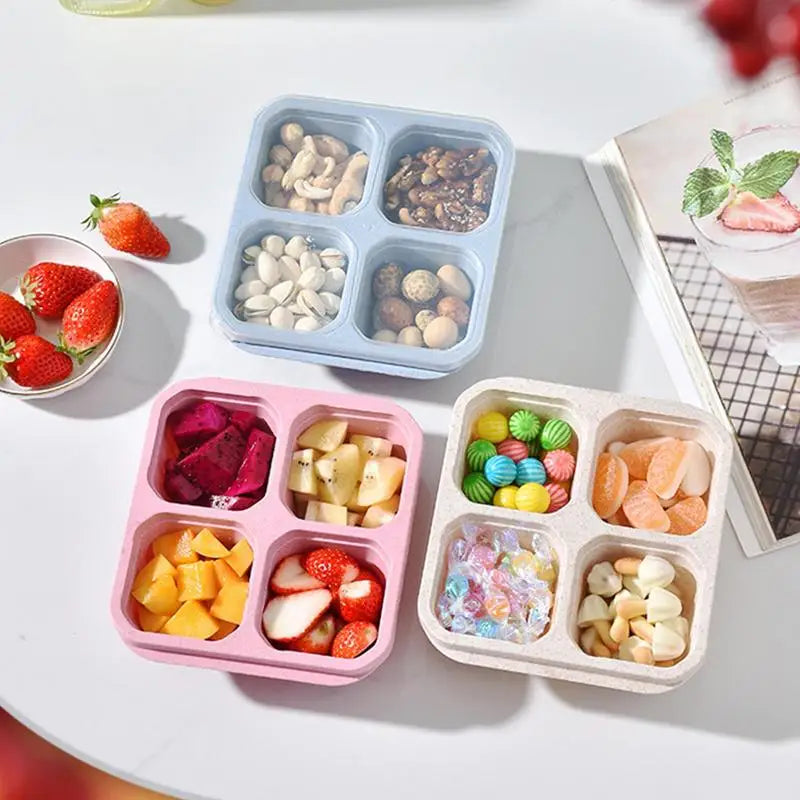 Bento Snack Boxes | Meal Prep Container 4-Section | With Lid 4-Compartment Lunchable Container Reusable For Desserts Nuts