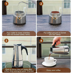 Coffee maker Moka Pot, 2/4/6 Cups Stainless Steel Cafe Percolator Maker, Italian coffee machine Fit Induction Cookers Coffeeware