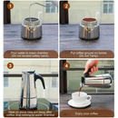 Coffee maker Moka Pot, 2/4/6 Cups Stainless Steel Cafe Percolator Maker, Italian coffee machine Fit Induction Cookers Coffeeware