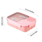 Bento Lunch Box For Kids Girls Cartoon Students Kawaii Cute Heated 3 Grid Sandwich Snack Food Box Special Canteen Food Storage