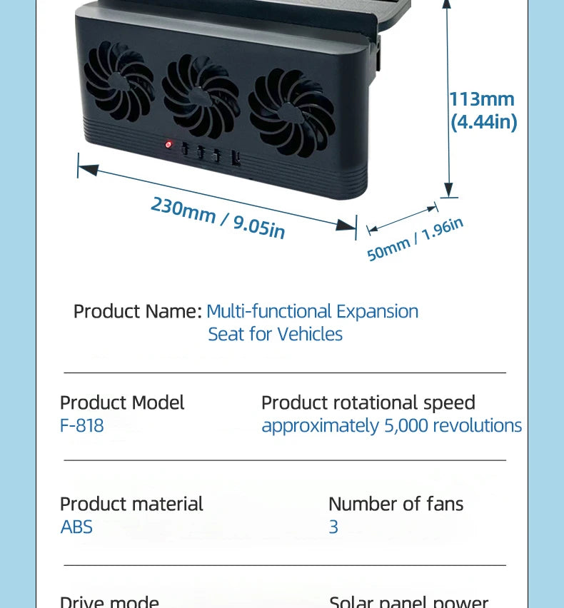 Automobile Exhaust Fan Heat Dissipation Smoke Exhaust Oxygen Cycle Intelligent Tri-Mode Exhaust Fan Automobile Supplies