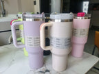 40 oz tumbler with handle and straw | Cup holder for travel | Insulated stainless steel cup | BPA- free |
