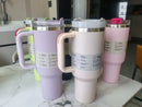 40 oz tumbler with handle and straw | Cup holder for travel | Insulated stainless steel cup | BPA- free |