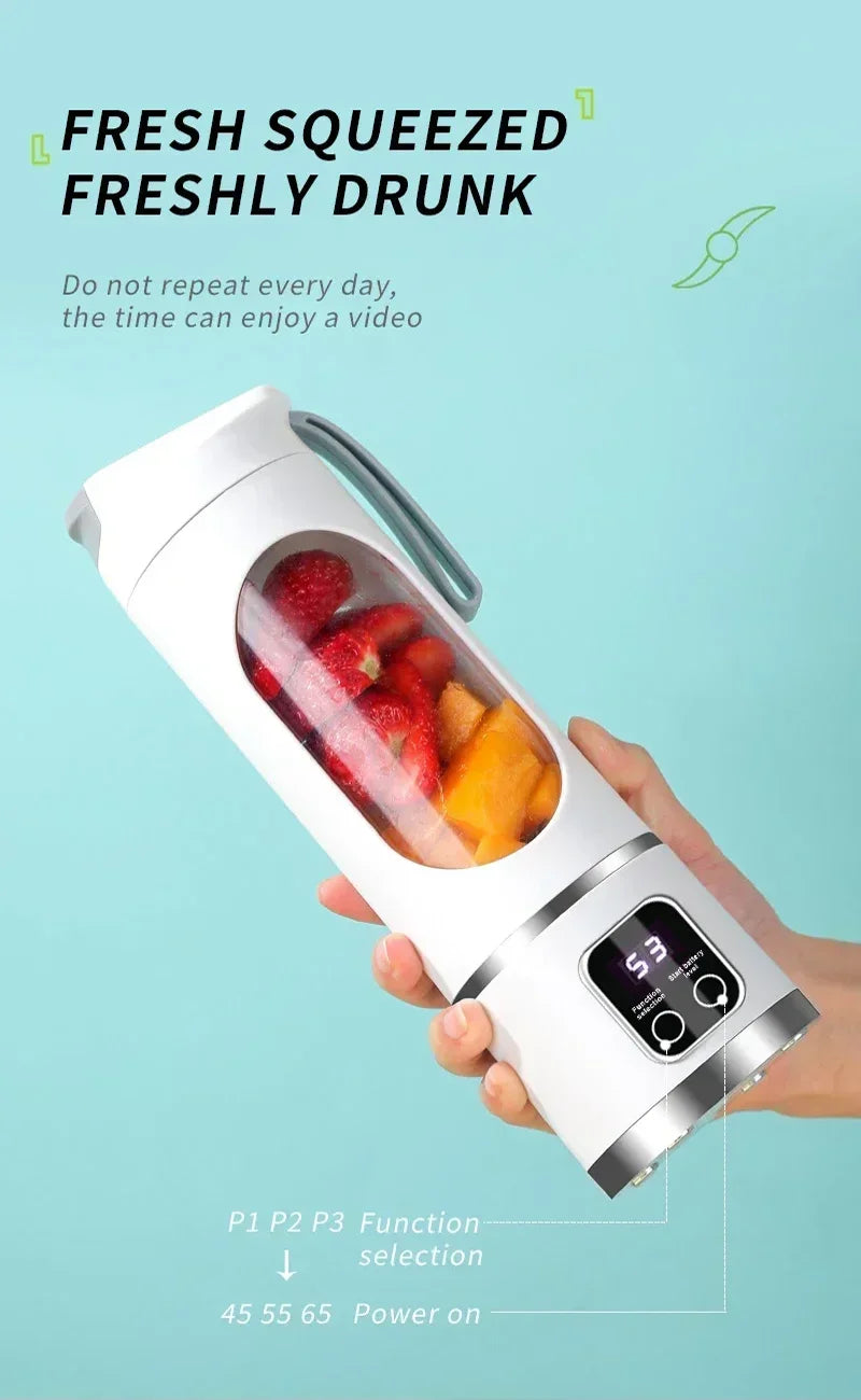 Portable Mini Electric Blender USB Rechargeable Smoothie Juicer Milkshake Maker For Fresh Fruit Orange Juice And On-The-Go Use